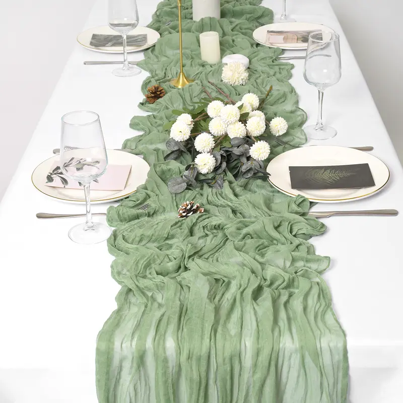 2/6/10/15/24/30 Pack Cheesecloth Table Runner 17 x 108 Inch,Boho Gauze Table Runner for Wedding Decor,Bridal Shower,Baby Shower,Birthday Party,Rustic Farmhouse Table Decoration,Soft Wrinkled Sheer Fabric for Reception,Home & Holiday Decor