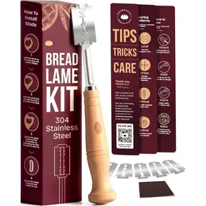 Bread Lame - Sourdough Scoring Tool with 5 Extra  - Baking Supplies for  Bakers - Sourdough Razor Scorer - Bread Making Tools -  for Bakers - Classic  Wooden Handle