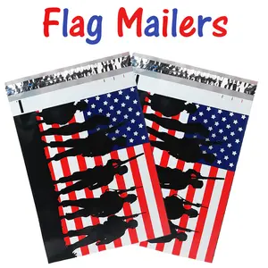 20 Pack USA Soldier American Flag 10x13 Inch Poly Mailers