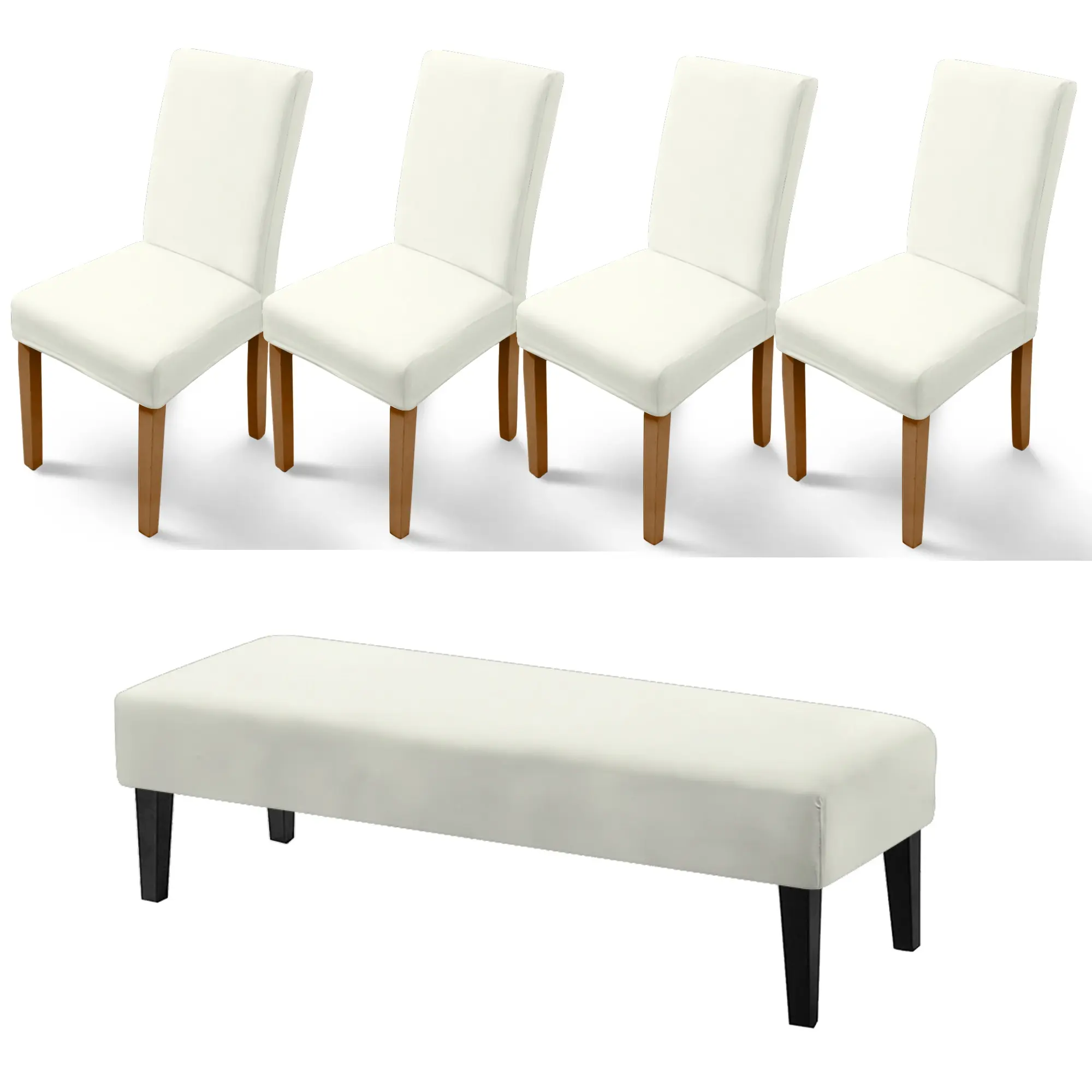 5 Pcs Spandex Chair Seat Covers - Durable, Stretchable, Washable Solid Color Bench Protectors for Families, Ideal for Kitchen/Dorm/Office Festive Home Supplies, Seat Covers For Chairs