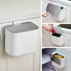 Garvee 1.8 and 2.4 Gallon Hanging Trash Cans with Stainless Steel Lids, Perfect for Under Sink Compost Bins in Kitchen Cabinets, Ideal for Food Waste Management in RVs, Bathrooms, and Offices