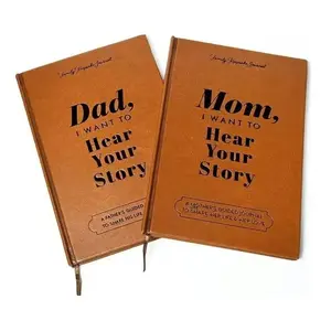 Mom & Dad I Want to Hear Your Story Leather Journals Set - Capture Both of Their Life Stories,Guided Keepsake to Share Life Memories & Family Legacy