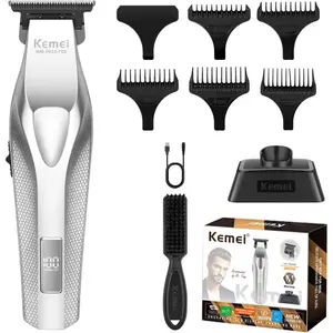 Kemei Zero Gapped Professional Hair Trimmer 9000RPM DLC Cordless Hair Clippers Barber Rechargeable Finish Hair Cutting Machine Barber Equipment Cordless Trimmers