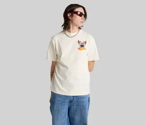 CLOWN REVERSE NECK GRAPHIC TEE  - NATURAL