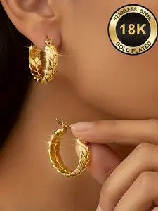 Women's Stainless Steel Hoop Earrings, Hypoallergenic Design, Ideal for Daily Wear & Special Occasions, Fashionable Jewelry