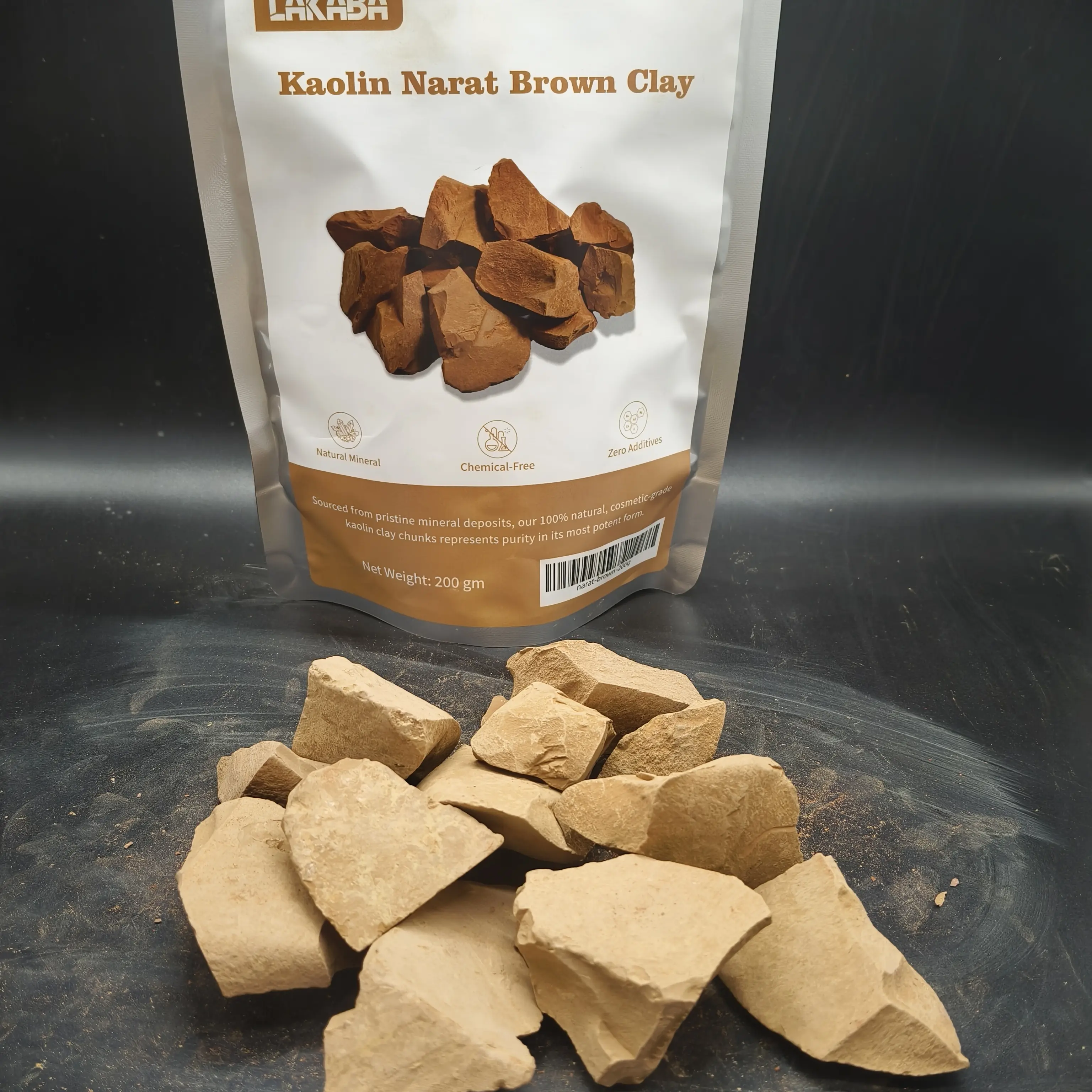 Lakaba Narat Brown Edible Kaolin Clay, Oil-Absorbing (Oil Absorb Feature) Slightly Viscous Natural Earth Treasure - 200g Garden Soil