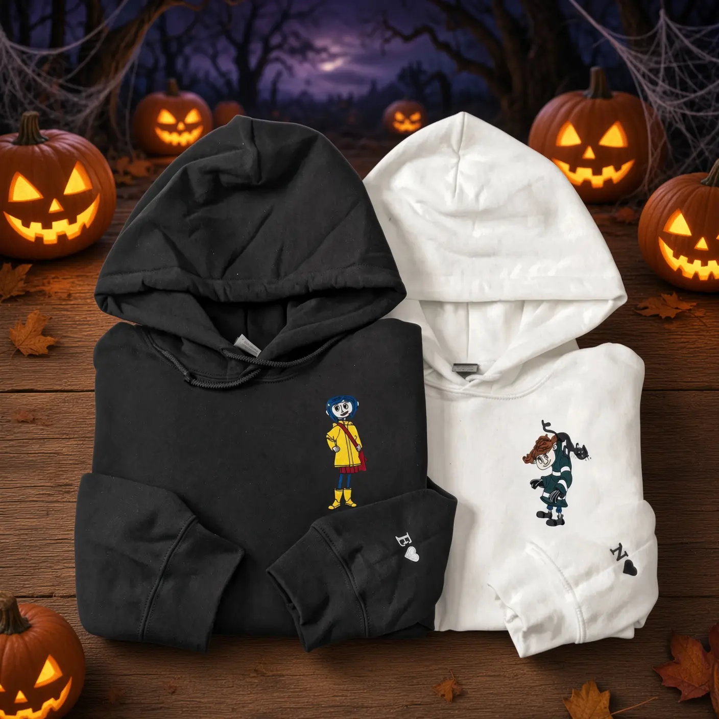 Matching Couple Hoodies – Personalized Embroidered Movie Character Sweatshirts