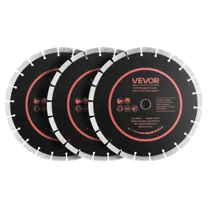 VEVOR Diamond Blades 12 inch, 3-Pack Concrete Saw Blade Set, 1 in Arbor, High-Hardness Diamond Segments, 65Mn Steel Core, Dry Wet Cutting, Clean Edges for Concrete, Masonry, Brick, Stone, Granite