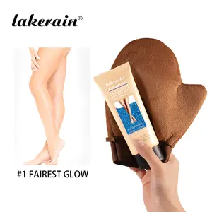 Lakerain Leg Natural Foundation with Tanning Gloves - Wheatish Self-Tanning Bronzer, Full Coverage & Natural, Waterproof & Long-Lasting, Easy Barely-There Tanned Legs