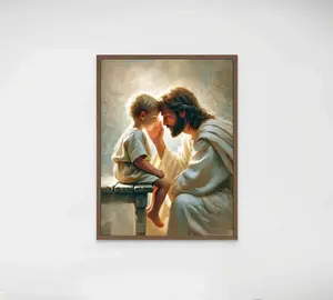 His Savior, Christian Wall Art, Jesus with Boy, Jesus with Children Art, Jesus Painting, Jesus Poster Unframed