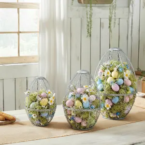 Chicken Wire Egg Shaped Baskets Set of 3
