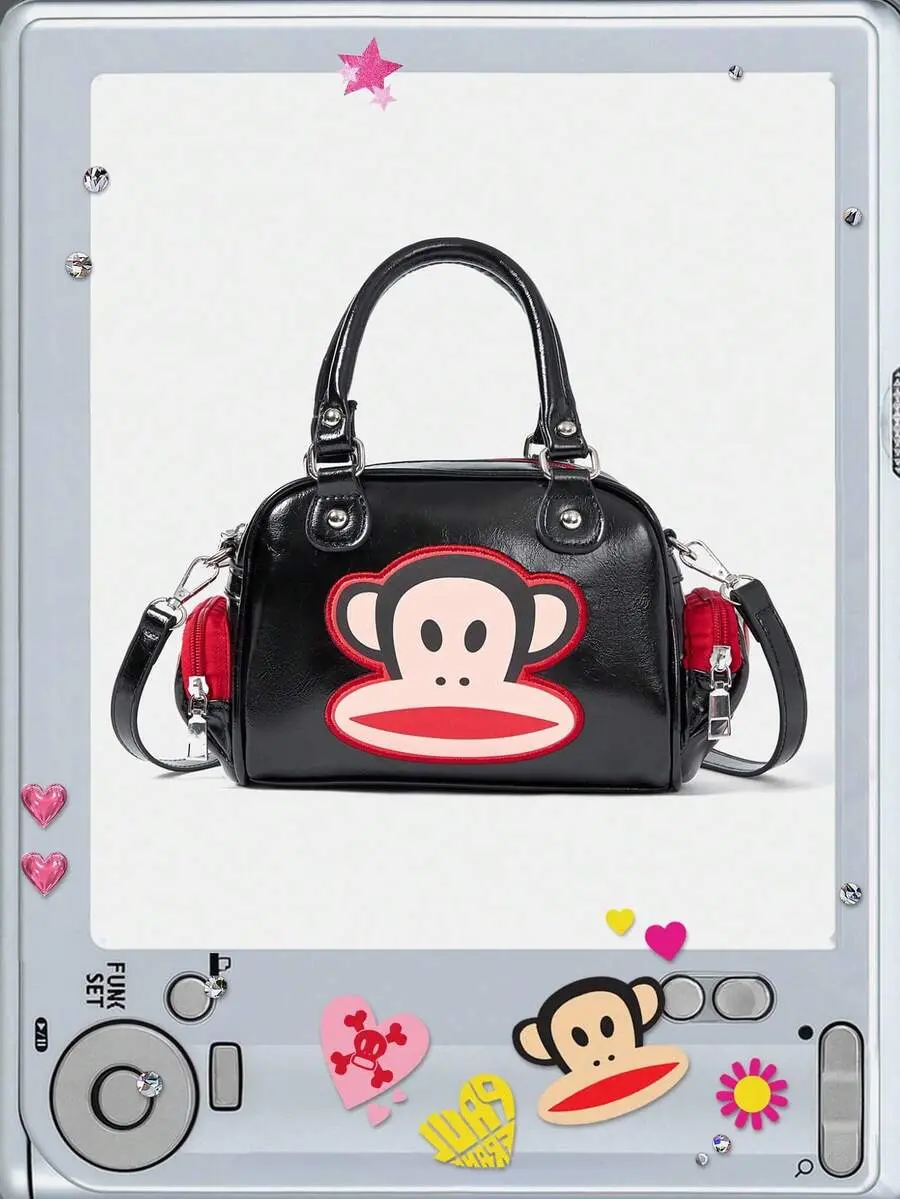 Paul Frank X Women Cartoon Graphic Fashion Commuting Top Handle Bag