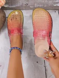Women's Jelly Toe Slippers, Summer Fashion Beach Sandals, Hollow Out Non-Slip Home Slip-Ons, Casual Eva Rubber Sole, All Seasons