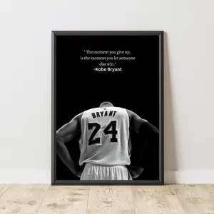 [UNFRAMED] Kobe Bryant Mamba Mentality, Black and White Motivational Poster, Home Gym Wall Art