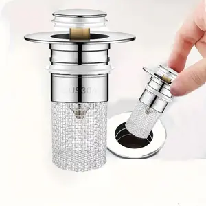 Stainless Steel Corrosion Resistant Pop-up Sink Plug Stopper, 1 Count Multifunctional Sink Drain Strainer, Anti-odor Filter for Most Sinks (1.3-1.6inch), Bathroom Accessories