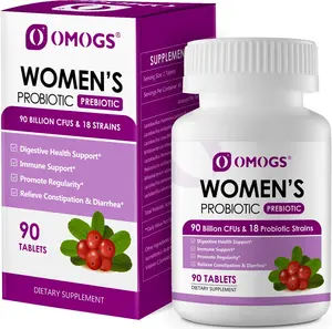 Probiotic for Women with Cranberry Extract Organic Prebiotics and Vitamin C 90 Billion CFUs 18 Strains Help for Boost Immune Digestive Gut Health and Womens Health Gluten and Soy Free 90 Tablets Daily Vitality and Flora Balance Supplement Formula