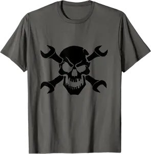 Black Skull Head Open Ended Wrench Spanner T-Shirt - Latellestcha Shop 83B0DGRZJQGR
