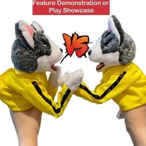 Kung Fu Husky Handheld Boxing Hand Puppet - Funny Interactive Plush Dog Toy with Sound Effects, Punching Action for Kids, Stress Relief Fun