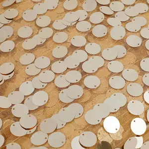 Gold Big Payette Sequin Fabric Roll, Mesh Sequin DIY Craft Fabric Bolt 54"x4 Yards