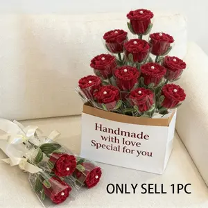 1PCS Pipe Cleaners Craft, Pipe Cleaners Flowers with Handle Artificial  Flowers Handmade Rose Wedding Gift for Guest Home Decoration Mother's Day Gift