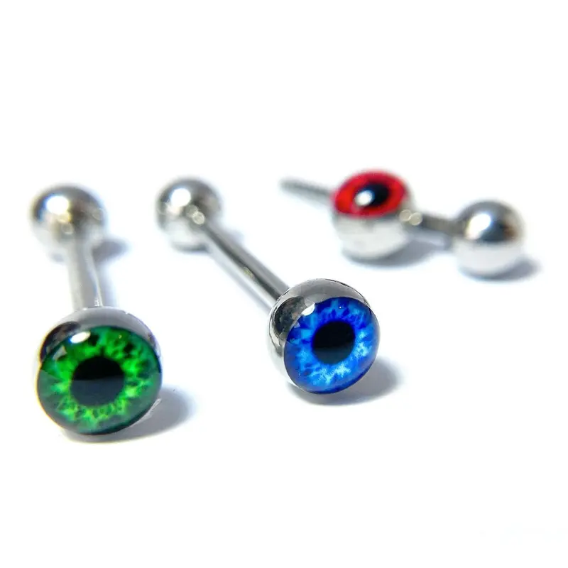 4pc Value Pack Glitter Ball Steel Tongue Rings 14g Tounge Body Jewelry