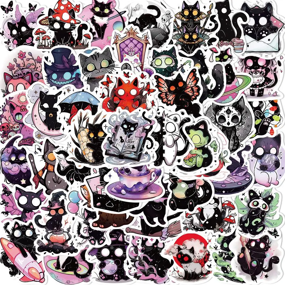 Cartoon Black Panicked Cat Pattern Graffiti Car Sticker, Multi-purpose Car Decal Sticker, Decorative Sticker for DIY Luggage Laptop Skateboard Motorcy