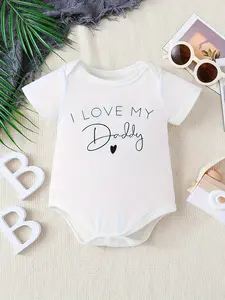 I Love My Daddy Baby Bodysuit Cute Heart Graphic Onesie for Newborn
