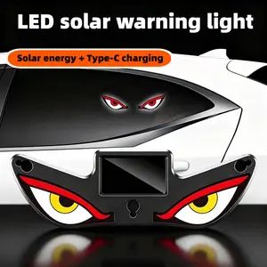 LED Solar Demon Eye Decorative Lamp with Solar Energy & Type-C Charging Enhances Vehicle Safety and Visibility Ideal for Automotive Safety Field