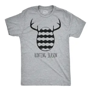 Mens Easter Egg Hunting Season Hunt Funny Deer Bunny Gift for Adult T Shirt Mens Funny T Shirts Cool Vintage Fashion T-Shirt Gift Classic Menswear Easter Apparel for Men Funny Hunting Short Sleeve Novelty Tees Light Grey