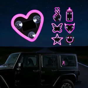 Joytutus 2026 Car Heart Light Solar Powered Wireless LED C-Pillar Neon Light Eco-Friendly Stylish Car Interior Decoration 9.57x8.42x15.36mm