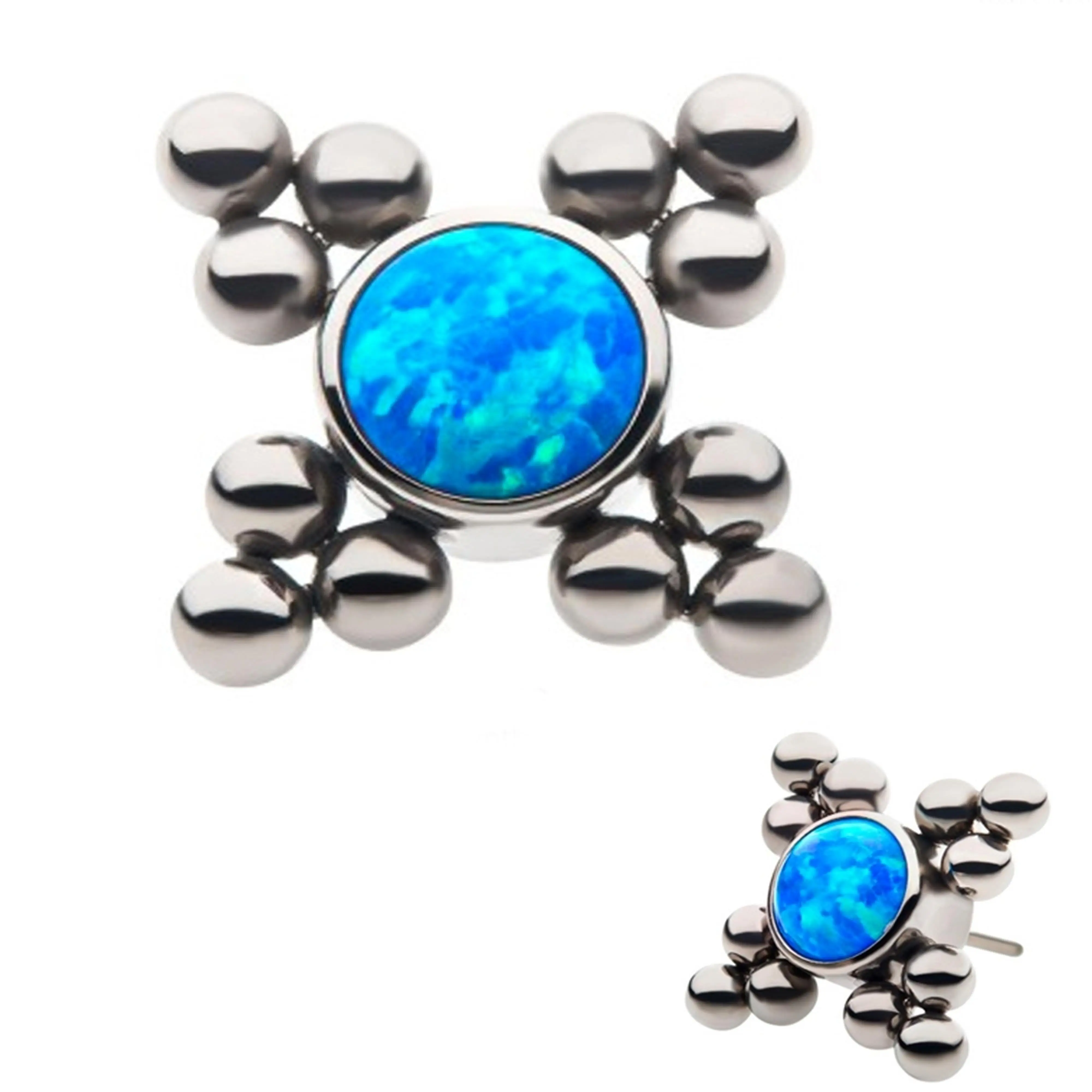 Blue Opalite Quad Titanium Threadless Top