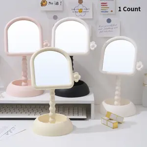 Large U-Shaped 360° Rotating Makeup Mirror, Plum Blossom Decorative Storage, Vintage Roman Pole Style, Clear Unchanged, Dorm Room Convenience!