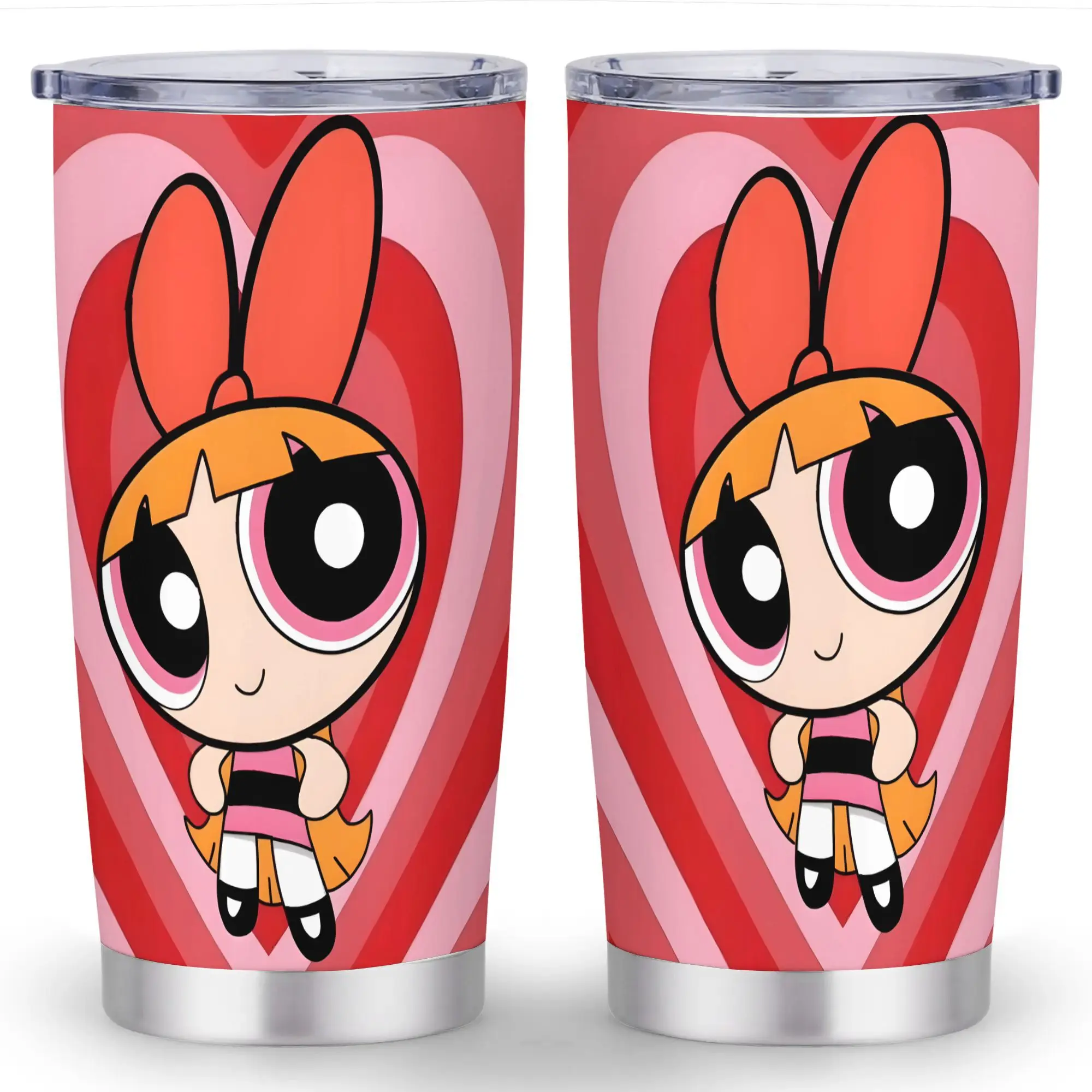 1pc Powerpuff Girls Tumbler Reusable Cup - Cute Green & Black Anime Design, Leakproof Lid with Straw, Durable 304 Stainless Steel Travel Mug for School, Office - Ideal Fan Gift for Birthday, Christmas