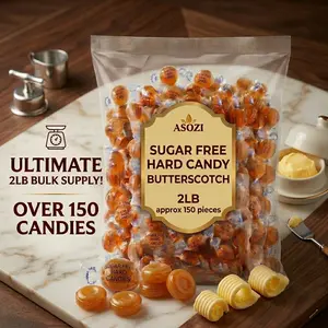 Sugar Free Butterscotch Hard Candy - 2lb of Sugar Free Hard Candy Individually Wrapped - Classic Buttery Sweetness, Perfect for Gatherings or Guilt-Free Treats