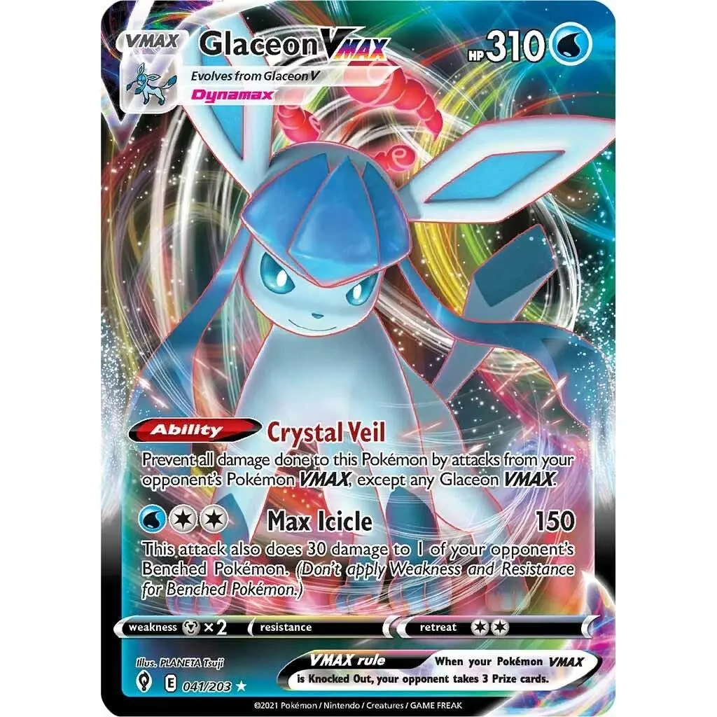 Glaceon VMAX 041/203 Pokemon SWSH07: Evolving Skies Ultra Rare