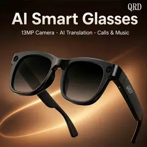 Qrd E06s Smart Ai Wearable Glasses, 1300w HD Camera, 290mah Battery, Bluetooth-compatible Sunglasses, Ai Translation, Hands-Free Call & Music, 1080P Video Recorder