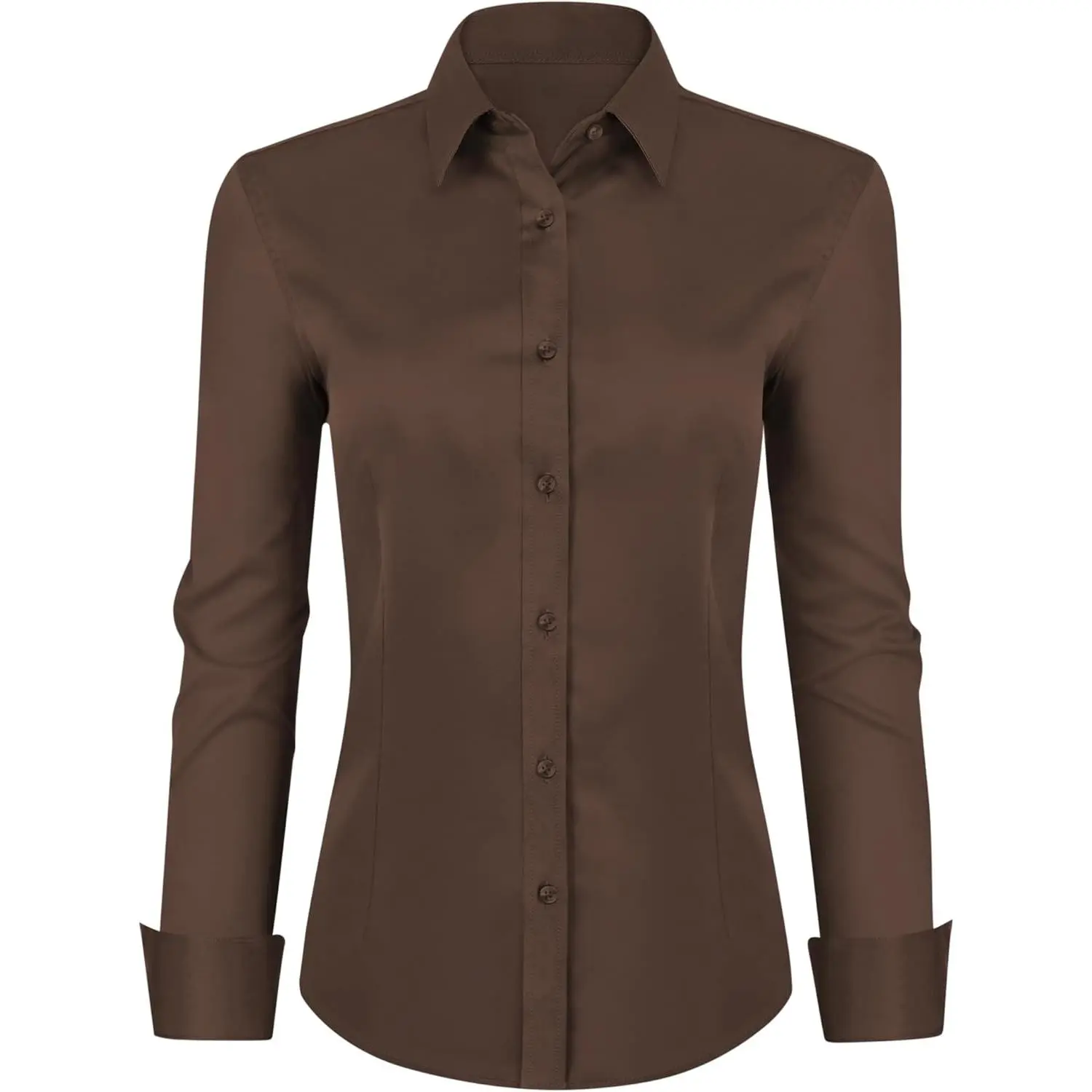 Womens Classic-Fit Dress Shirts Long Sleeve Button Down Wrinkle-Free  Stretch Solid Casual Work Office Blouse Top Basic Black Fitted Minimalist -  TikTok Shop