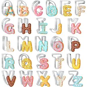 Large Alphabet Cookie Cutters(A - Z), 3 Inch Stainless Steel Fondant Letter Cutters Shapes, 26 count Abc Biscuit  Set for Baking Dough Cakes Pastry Fruits
