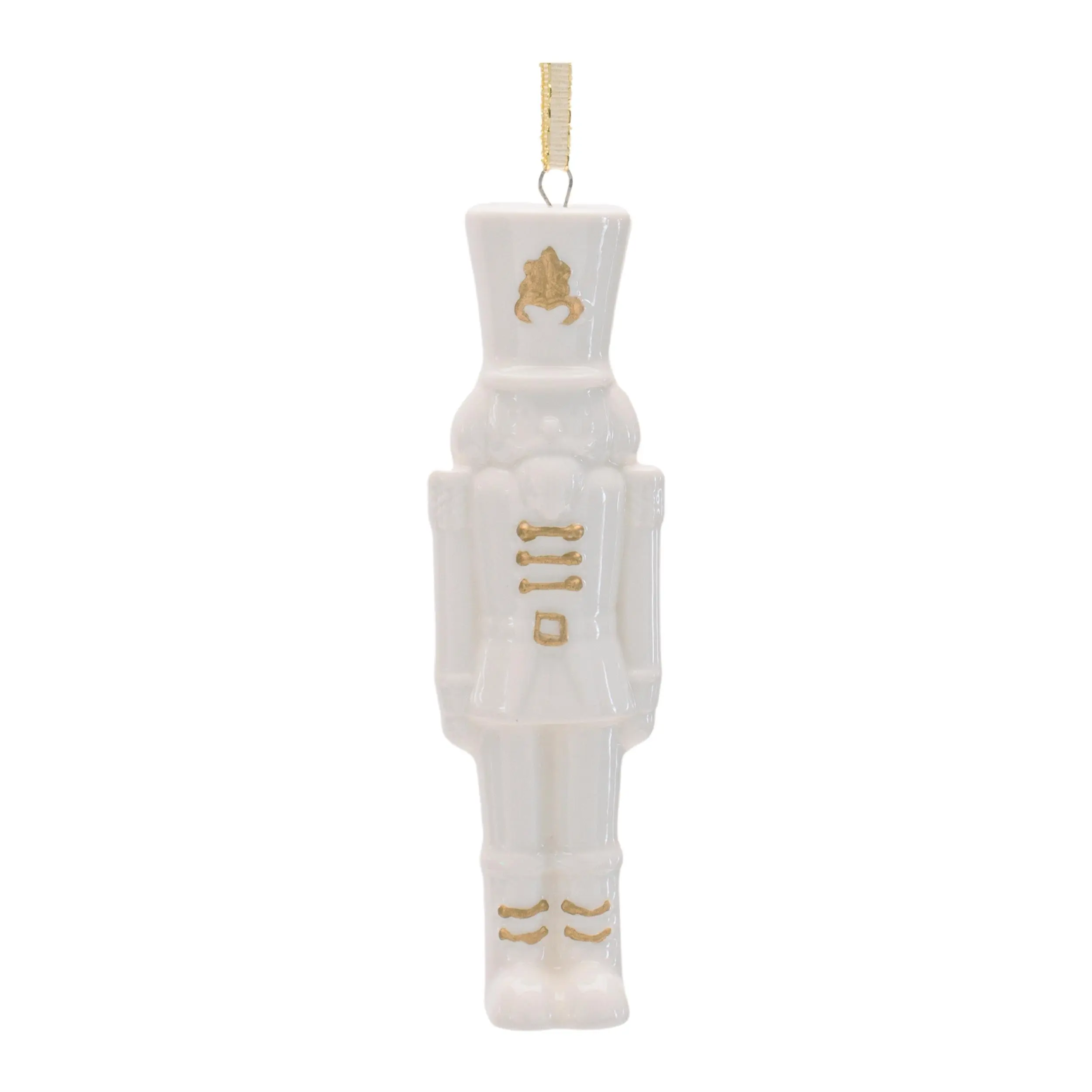 Porcelain Nutcracker Ornament with Gold Accents (Set of 12)