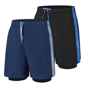 2PCS New Men's Shorts Two-piece Breathable Quick Drying Sports Universal Training Shorts Outdoor Exercise