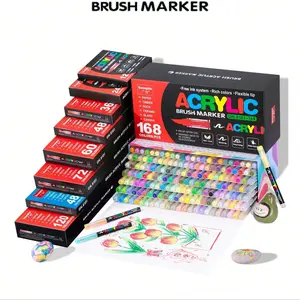 Acrylic Paint Soft Brush Marker Set, Automatic Control Ink, Waterproof High Saturation, Suitable for Various Surfaces, DIY Art Supplies