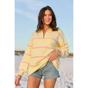 Sunday Stripe Club Yellow And Pink Quarter Zip