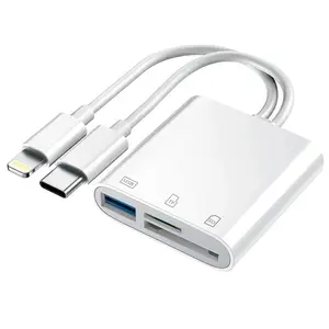 SD Card Reader for iPhone, iPad, USB C and Lightning Dual Port SD Card Adapter, Memory Card Reader for Camera Adapter, Support SD, Micro SD, USB 3.0, No App Driver Required