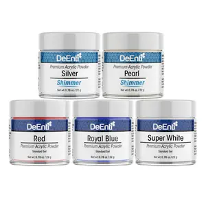 Independence Day Bundle 0.78oz Acrylic Powders - Red Super White Royal Blue Pearl Silver Nail Art Dip Powder