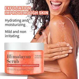 Velvetix Himalayan Salt Body Scrub – Exfoliating Scrub with Coconut & Jojoba Oils for Sensitive Skin – Moisturizing, Hypoallergenic, Skin Repair