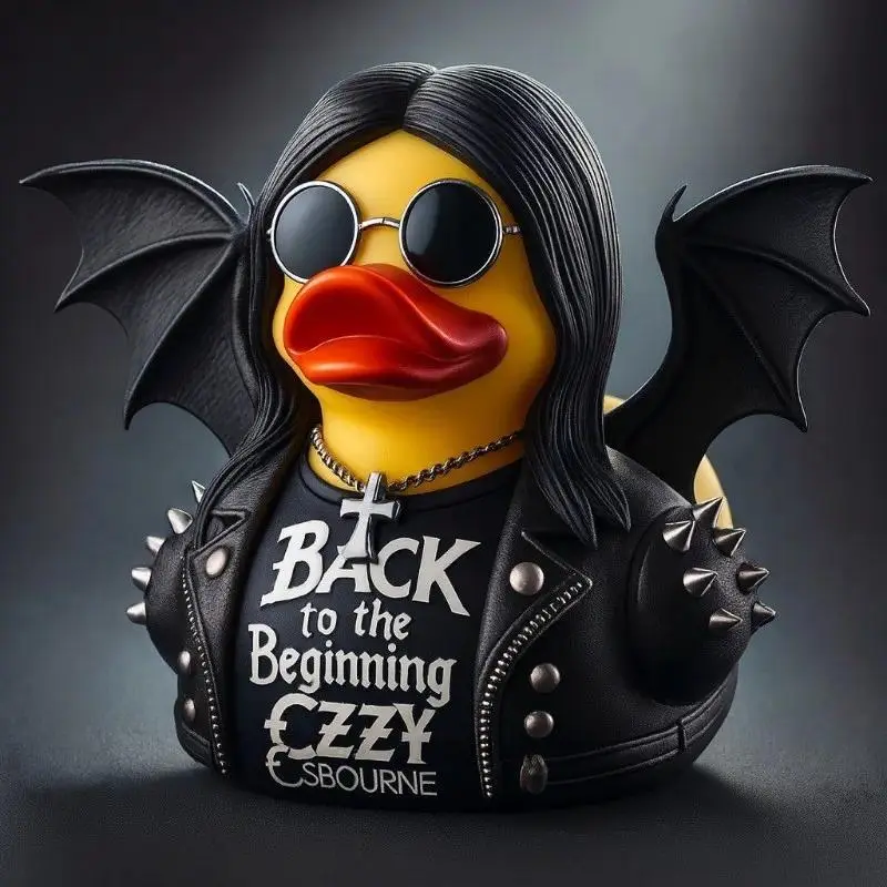 Gothic Ozzy Duck Tribute Statue, Heavy Metal Figurine, Unique Decorative Figurine, Perfect Gift for Fans, High-Quality Collectible Item