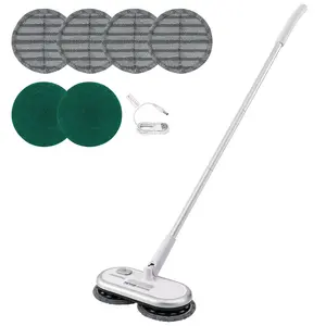 VEVOR Cordless Electric Mop, Up to 70 mins Powerful Battery, Electric Spin Mop with Dual Spinning Heads, 4 Microfiber Pads & 2 Floor Scrubber Pads, for Hardwood/Bathroom/Tile Floor Cleaning