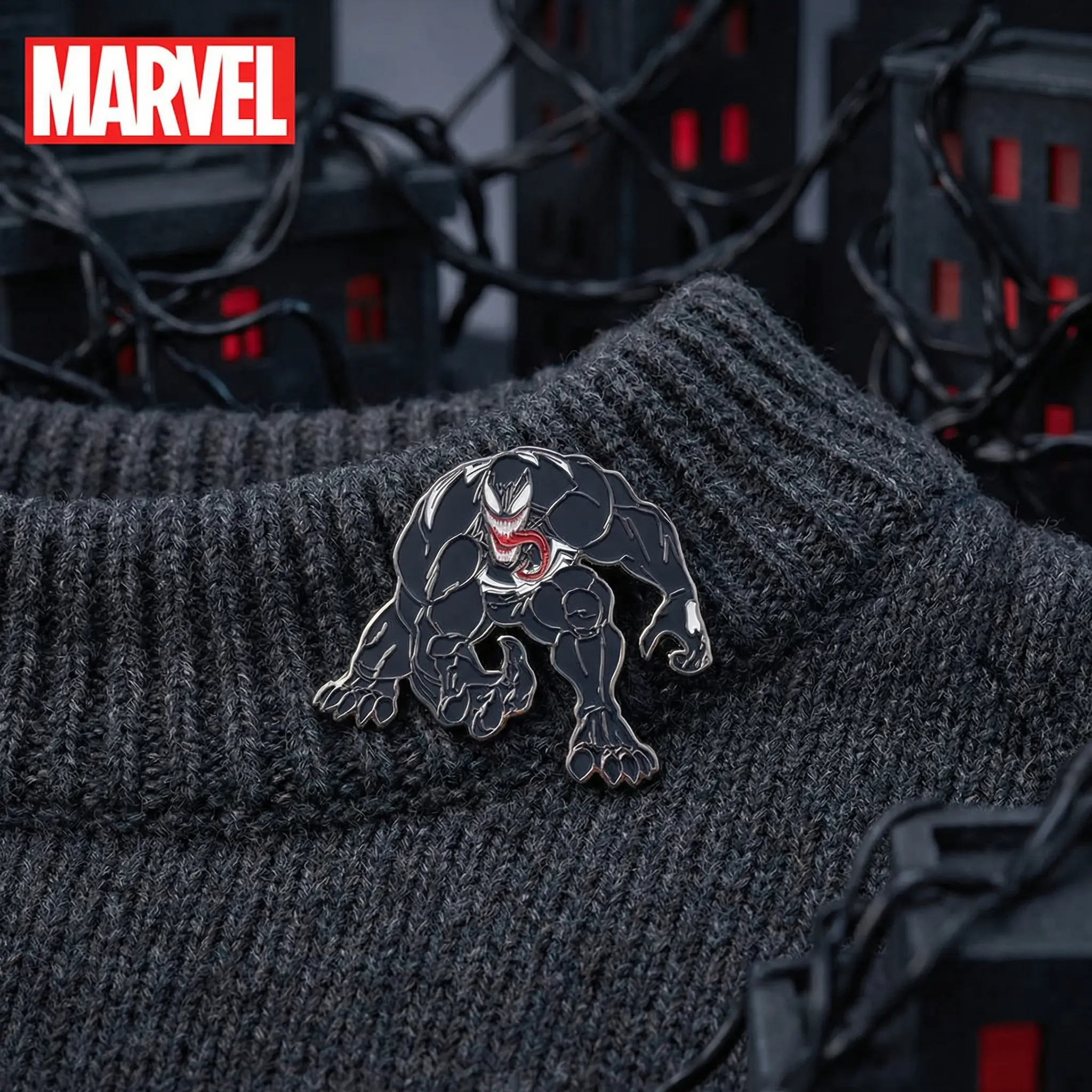 Marvel Venom Zinc Pin 1PC Official License Collectible Novelty Jewelry Anime Brooch Backpack Decoration Jacket Lapel Anti-Rust Exquisite Alloy Enamel Gift