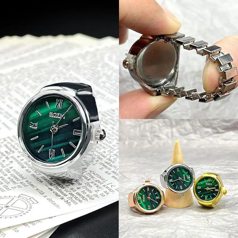 Kiss Jewelry Green Digital Quartz Finger Watch Rings for Women Men Couple Punk Elastic Band Mini Watch Ring Teens Clock anillos