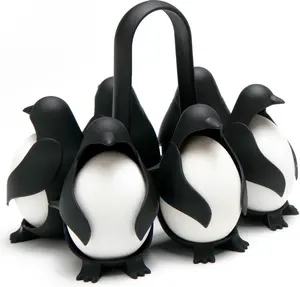 Penguin Egg Cooker & Holder for Hard or Soft Boiled Eggs – 3-in-1 Kitchen Gadget for Cooking, Fridge Storage & Serving, Holds 6 Eggs, Cute Space-Saving Breakfast Gift for Home Kitchen
